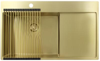 Pure.Sink Exclusivo Évier doré avec égouttoir 86x52 cm Tapwing à gauche PEX5086LT-60