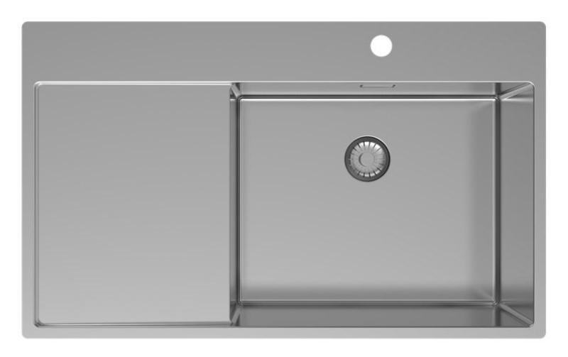 Pure.Sink Exclusivo Évier en inox avec égouttoir 86x52 cm Tapwing à droite PEX5086RT-02