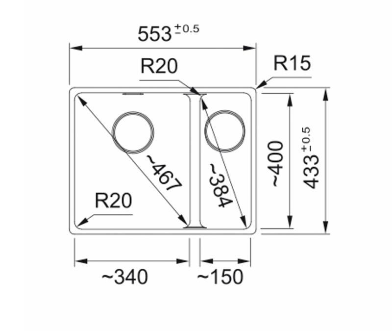 Franke Maris MRG 160-34-15 Fragranite Crème de café évier Évier à gauche sous-construction 125.0725.663