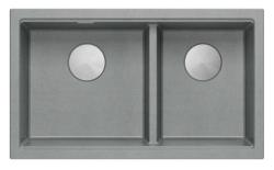 Quadri Newport II Double Évier en granit gris 76x45 cm avec bouchon en acier inoxydable 1208971370