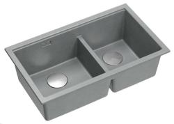 Quadri Newport II Double Évier en granit gris 76x45 cm avec bouchon en acier inoxydable 1208971370