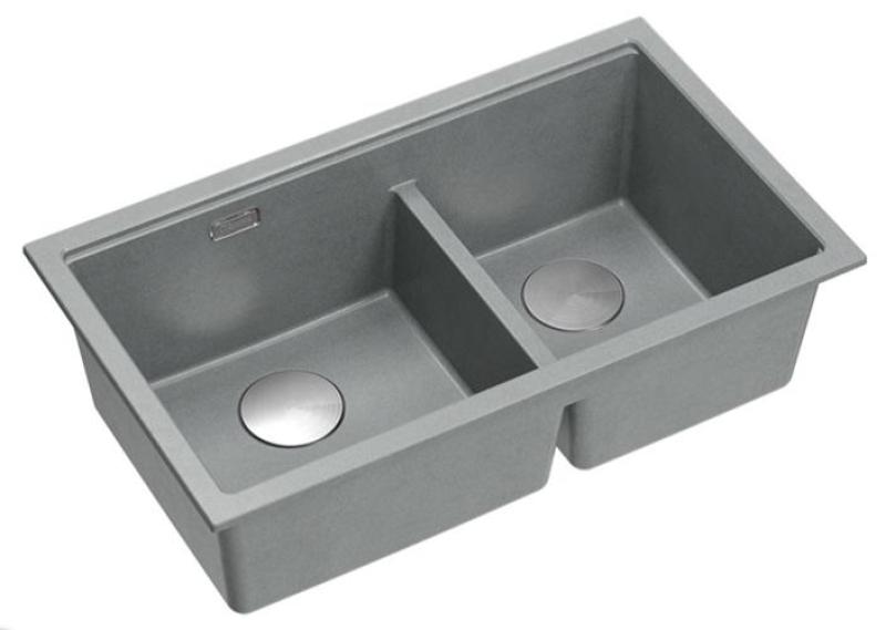 Quadri Newport II Double Sous-Meuble en Granit Gris 702 x 390 mm avec Bouchon en Acier Inoxydable 1208971385