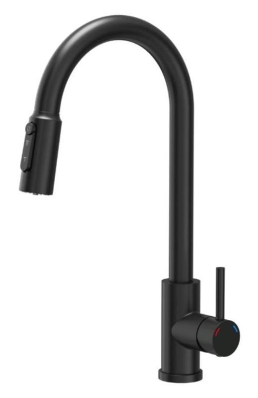 Robinet de cuisine Quadri Viora Noir 3 voies avec une connexion supplémentaire pour l'eau filtrée 1208971403