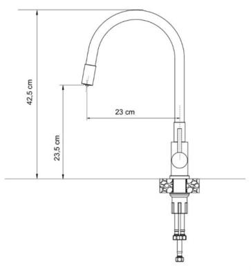 Robinet de cuisine Quadri Selene en inox à 3 voies avec bec flexible et connexion supplémentaire pour eau filtrée 1208971407