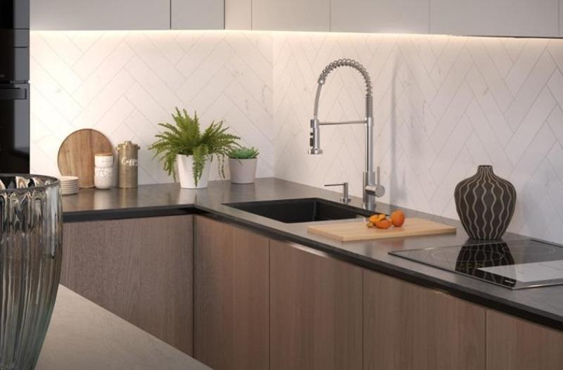 Quadri Redwick robinet de cuisine en inox avec bec semi-flexible et douche avec 2 types de jets plus fonction d'arrêt d'eau 1208971411