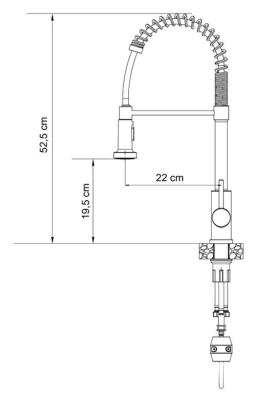 Quadri Redwick robinet de cuisine Chromé avec bec semi-flexible et douche avec 2 types de jets plus fonction d'arrêt d'eau 1208971412