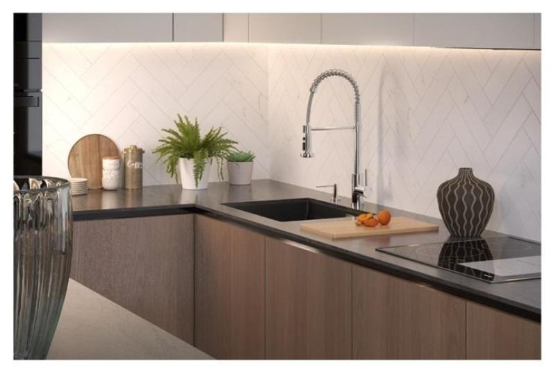 Quadri Redwick robinet de cuisine Chromé avec bec semi-flexible et douche avec 2 types de jets plus fonction d'arrêt d'eau 1208971412