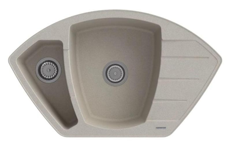 Graniteland Monte Évier d'angle en granit beige à poser 901x538mm avec bouchon en inox 1208971414