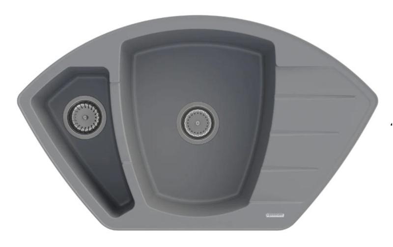 Graniteland Monte Évier d'angle en granit gris à poser 901x538mm avec bouchon en inox 1208971416
