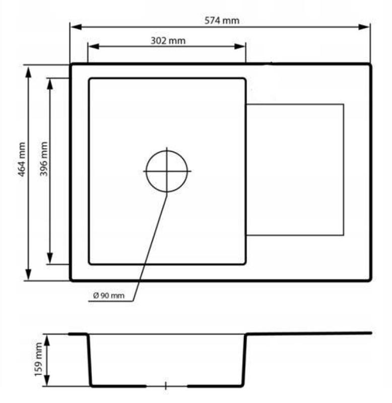 Graniteland Nex Évier en granit blanc avec égouttoir 574x464 mm 1208971430