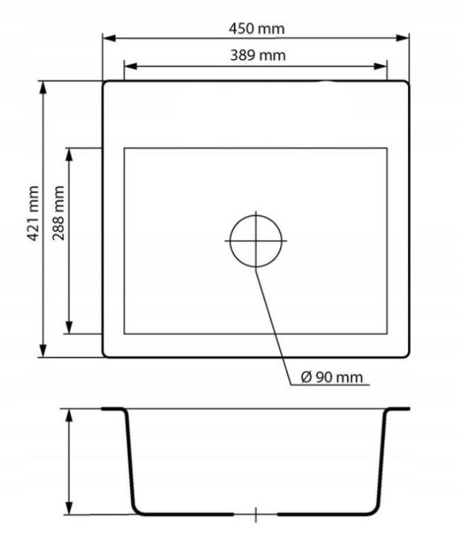 Graniteland Nera Évier en Granit 45x42 cm Beige en Surface avec Trou pour Robinet et Bouchon en Acier Inoxydable 1208971434