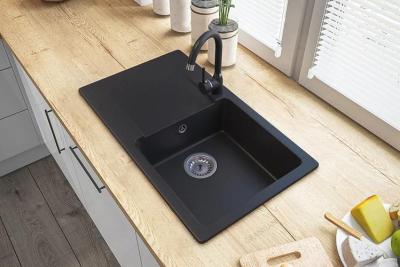 Graniteland Liri Granites Évier noir en granit avec égouttoir 765x448 mm 1208971438