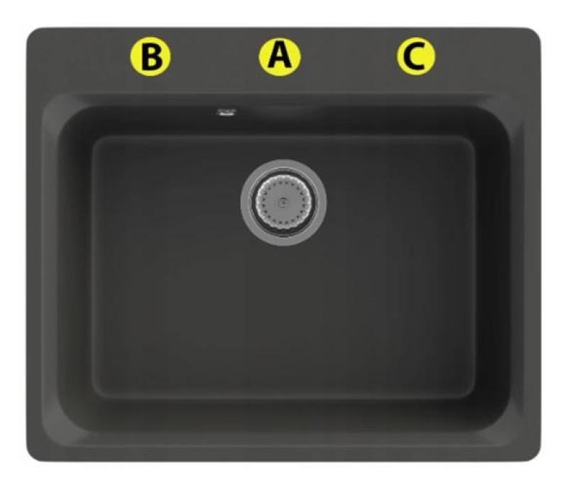 Graniteland Vastone Évier en Granit 619x522 mm Noir encastrable avec Trous de Robinet et Bouchon en Acier Inoxydable 1208971443