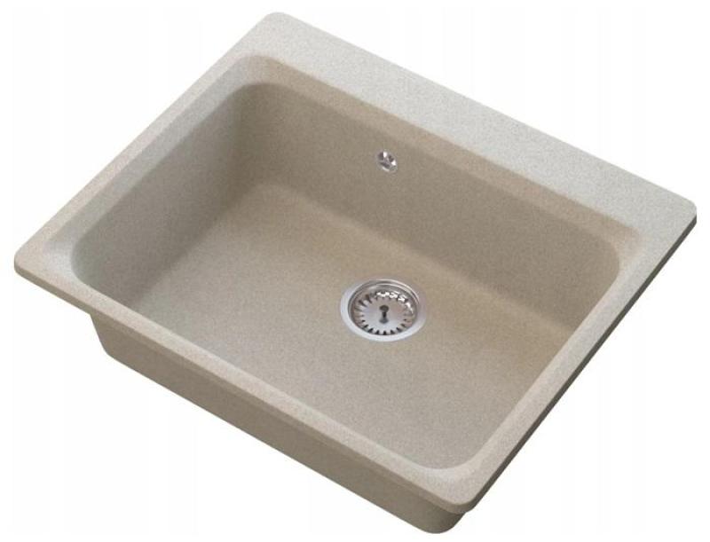 Graniteland Vastone Évier en Granit 619x522 mm Beige avec Trou pour Robinet et Plug en Acier Inoxydable 1208971444