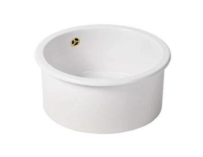 Ausmann Ceramic Ember Lavabo Rond en Céramique Blanc Montage Supérieur et Inférieur avec Bouchon Doré 1208971461