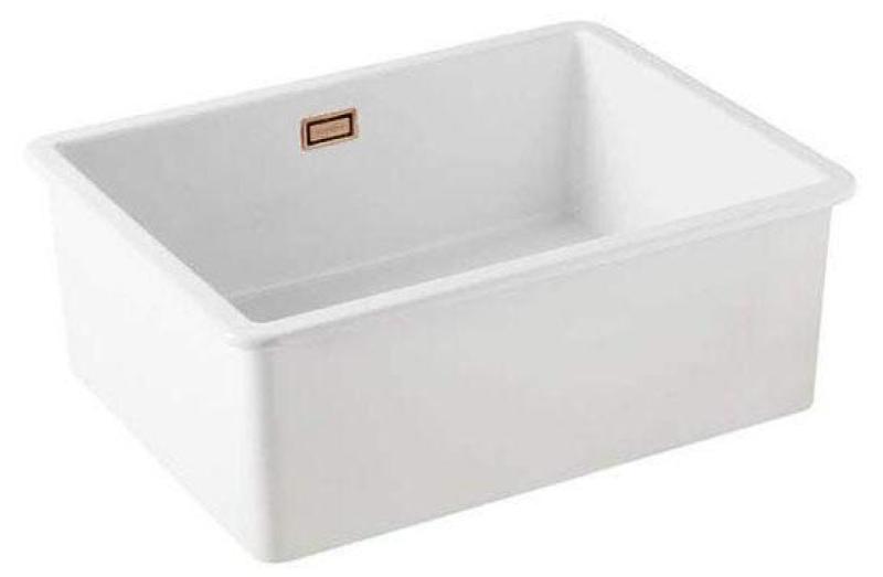 Ausmann Ceramic Mira Évier en Céramique Blanc - Sous-évier et Intermédiaire 795 x 460 mm avec Bouchon en Cuivre 1208971467