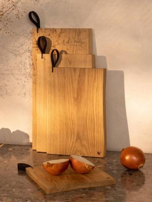 Woodsea Chop-Chop Oak S - Planche à découper en chêne 25x24cm avec poignée en cuir 1208971539