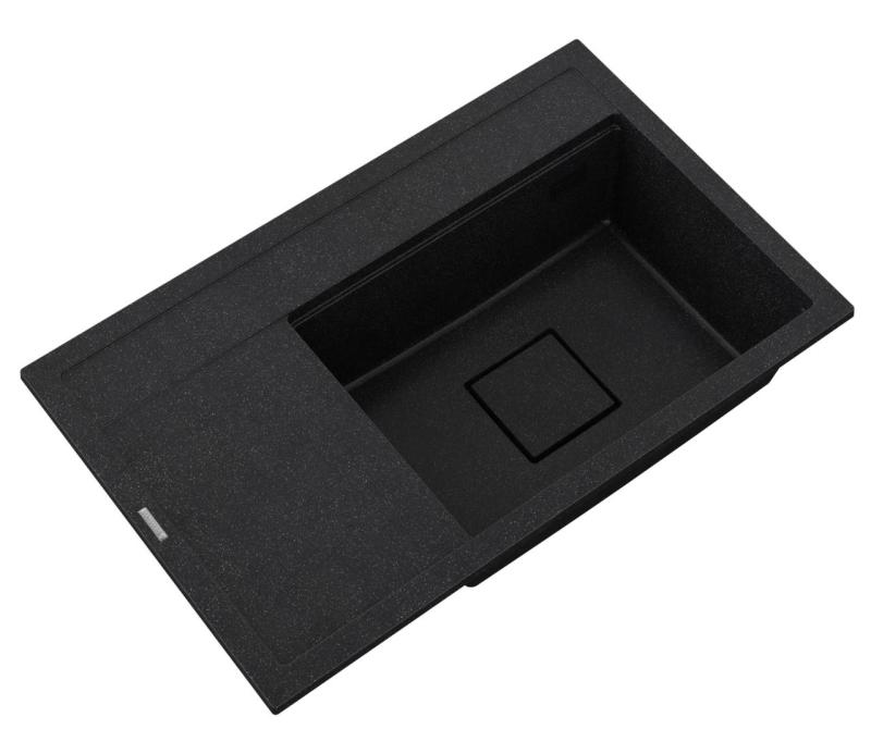 Graniteland Seta Granite noir ardoise Pierre dure Évier à poser 80x50 cm 1208971619