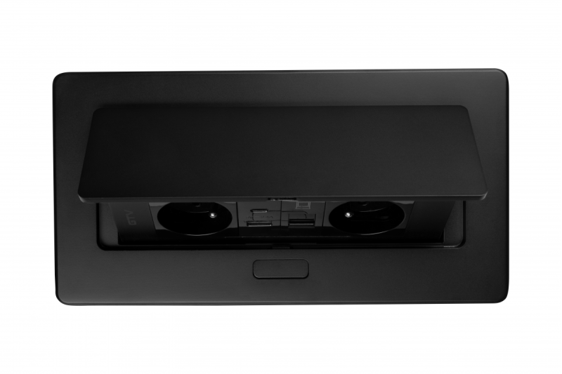 MULTISOFT Prise de Meuble 2x Prise avec Terre, USB A+C, RJ45, Câble d'Alimentation avec Prise, Noir
