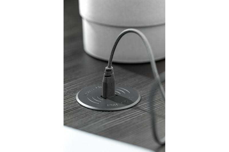 Appareil de charge sans fil avec charge rapide, encastré, noir