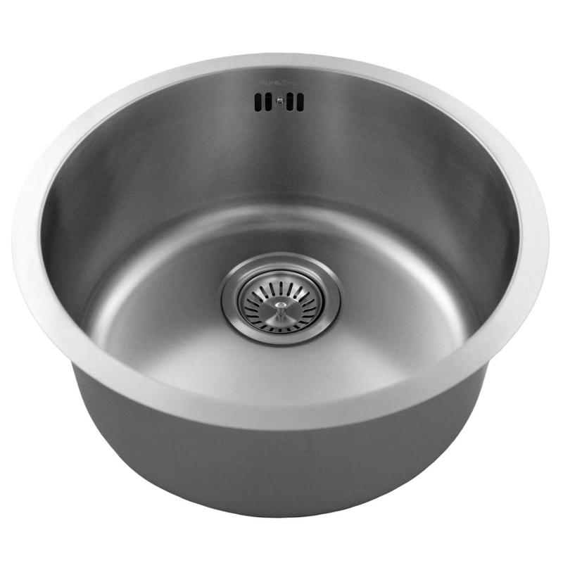 Pure.Sink Rondo Acier Inoxydable Évier Rond à encastrer, sous-plan et à poser 38 cm PRN38-02