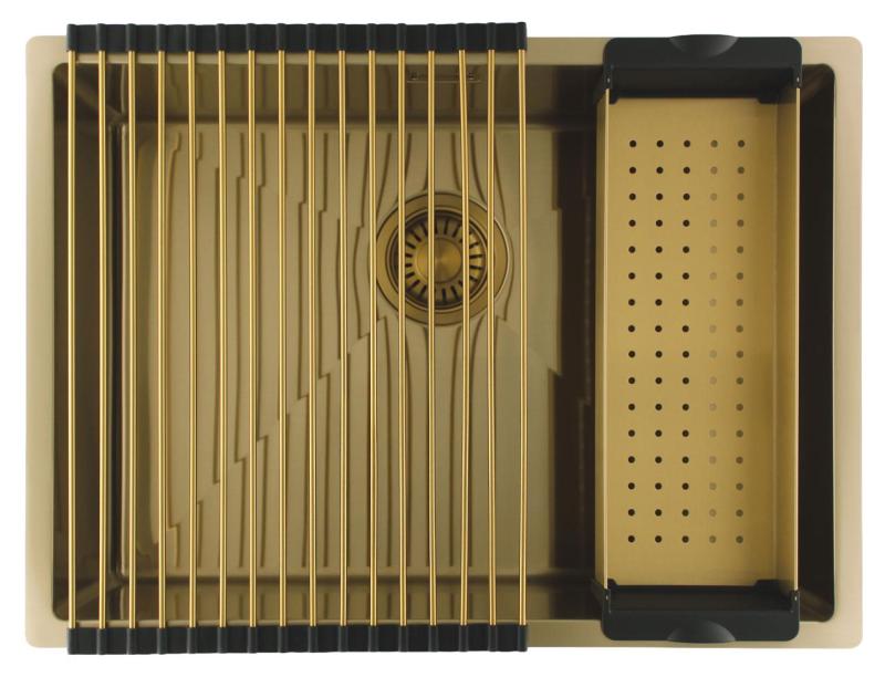 Pure.Sink Luxion Évier doré 55 x 40 cm, encastrable sous plan, à encastrer à fleur ou en saillie PLX5540-60