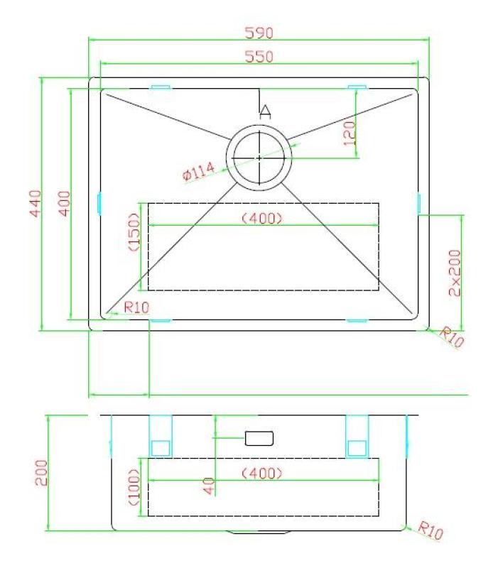 Pure.Sink Luxion Évier en cuivre 55 x 40 cm, encastrable, à encastrer à fleur ou en saillie PLX5540-62