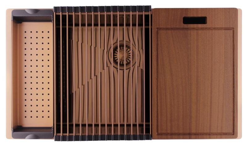 Pure.Sink Luxion Grand évier en cuivre 74 x 40 cm, encastrable sous plan, à encastrer à fleur ou en saillie PLX7440-62