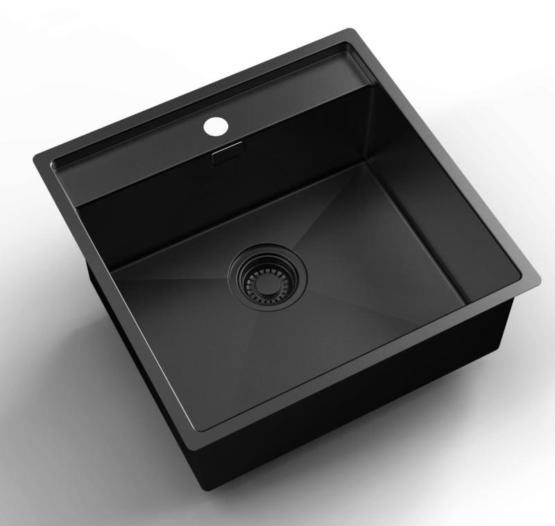 Pure.Sink Luxion Évier noir PVD 51 x 50 cm Tapwing avec banc à trou pour robinet PLX5150T-63