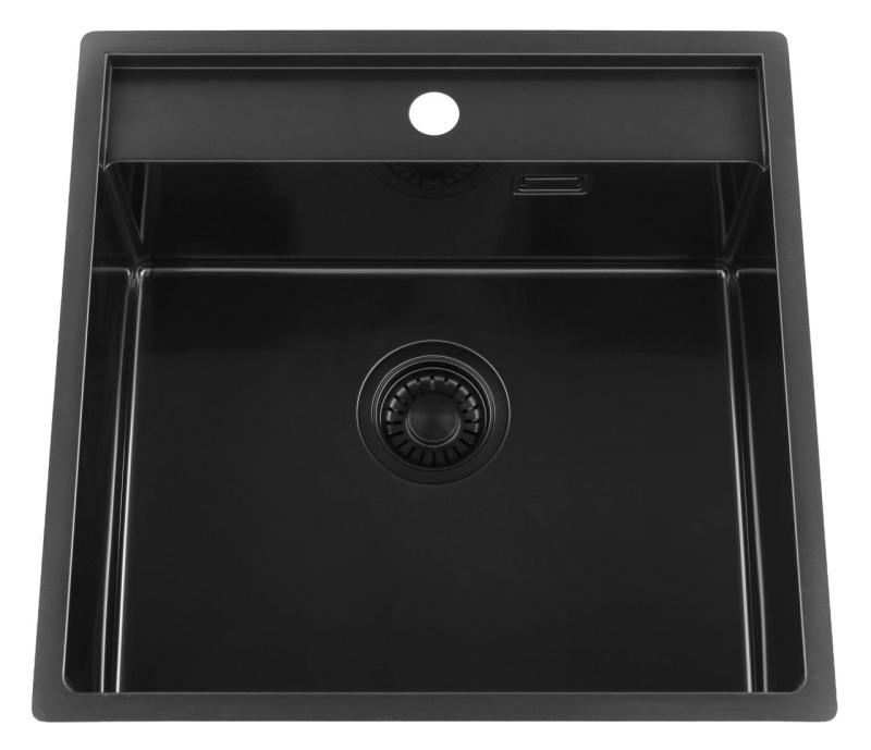 Pure.Sink Luxion Évier noir PVD 51 x 50 cm Tapwing avec banc à trou pour robinet PLX5150T-63