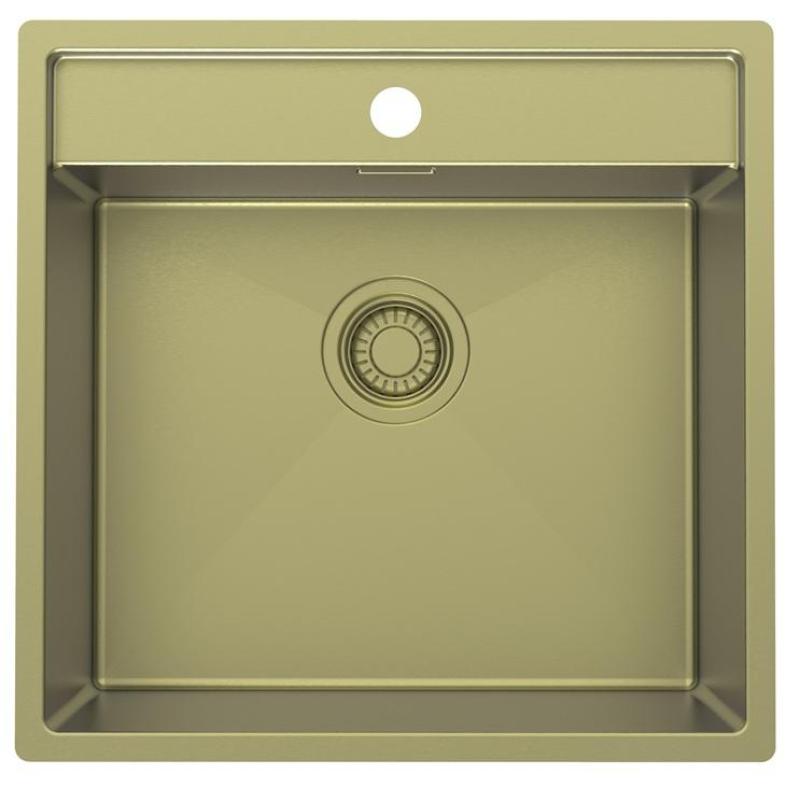 Pure.Sink Luxion Évier doré 51 x 50 cm Robinet Tapwing avec banc à trou pour robinet PLX5150T-60
