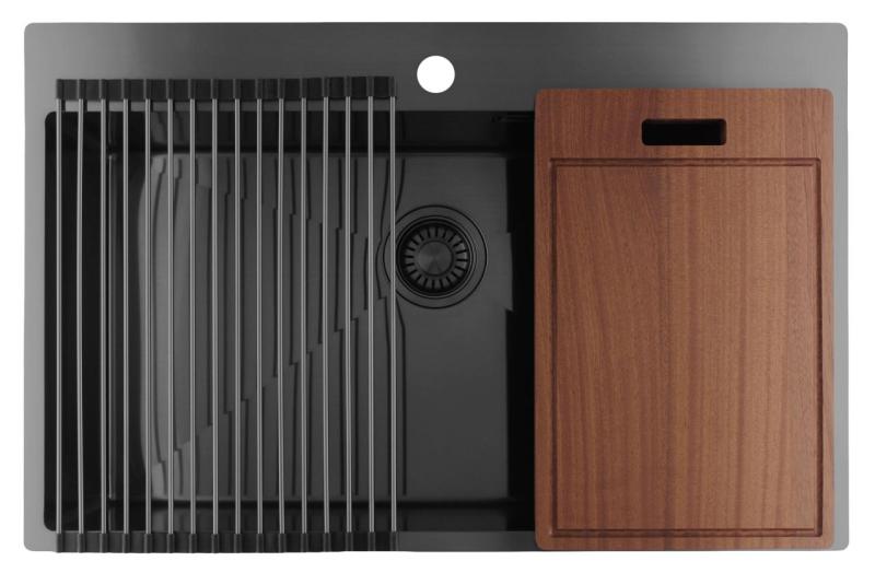 Pure.Sink Luxion Grand évier en bronze 78 x 50 cm Tapwing avec support pour robinet PLX7850T-61