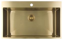 Pure.Sink Luxion Grand évier doré 78 x 50 cm Robinetterie avec banc à trou pour robinet PLX7850T-60