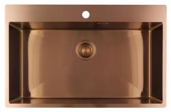 Pure.Sink Luxion Grand évier en cuivre 78 x 50 cm Robinet Tapwing avec banc de perçage PLX7850T-62