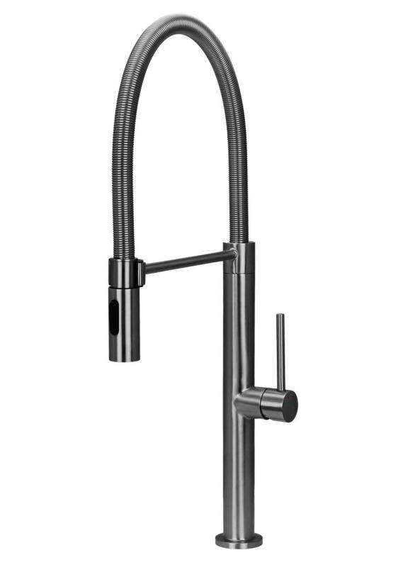 Pure.Sink Luxion Robinet de cuisine massif en acier inoxydable avec bec flexible et 2 types de jet PLXFLEX-02