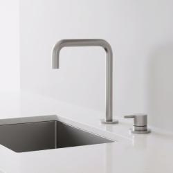 Pure.Sink Luxion Robinet de cuisine 2 trous en acier inoxydable massif avec bec verseur en U PLX2HU-02