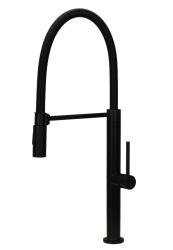 Pure.Sink Luxion Mat Robinet de cuisine noir professionnel avec bec flexible et 2 types de jet PLXFLEX-10