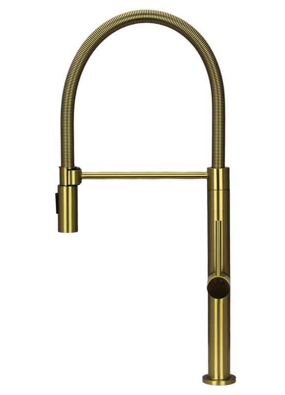 Pure.Sink Luxion Robinet de cuisine doré Profi avec bec flexible et 2 types de jet PLXFLEX-60
