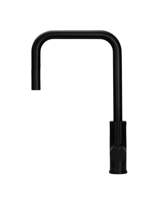 Pure.Sink Luxion Robinet de cuisine noir mat carré avec bec extractible PLXSQUA-10