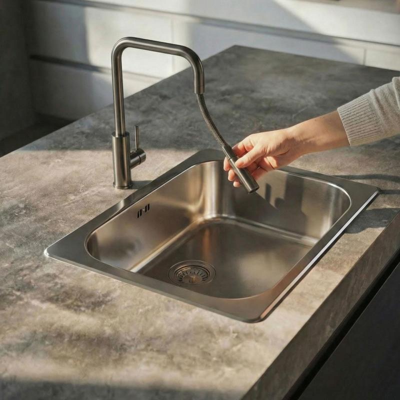 Pure.Sink Luxion Robinet de cuisine Gun metal carré avec bec extractible PLXSQUA-61