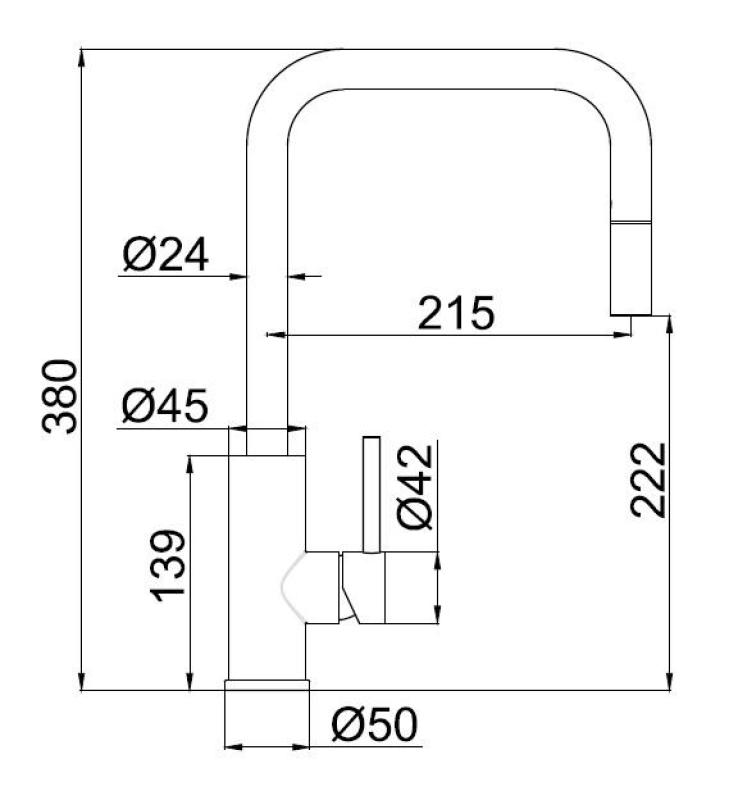Pure.Sink Luxion Robinet de cuisine en métal gris foncé carré avec bec extractible PLXSQUA-61