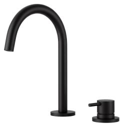 Pure.Sink Luxion Robinet de cuisine 2 trous noir mat avec bec rond PLX2HR-10