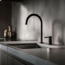 Pure.Sink Luxion Robinet de cuisine 2 trous noir mat avec bec rond PLX2HR-10