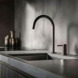 Pure.Sink Luxion Robinet de cuisine à 2 trous en bronze avec bec rond PLX2HR-61