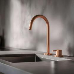 Pure.Sink Luxion Robinet de cuisine en cuivre à 2 trous avec bec rond PLX2HR-62