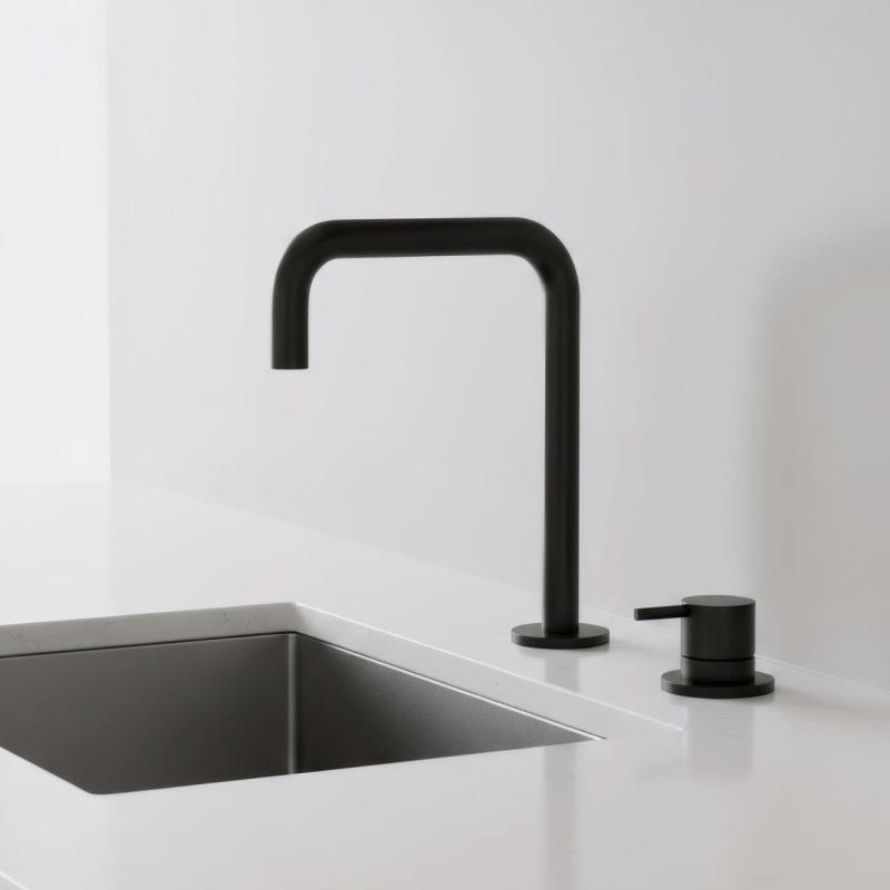 Pure.Sink Luxion Robinet de cuisine 2 trous noir mat avec bec en U PLX2HU-10