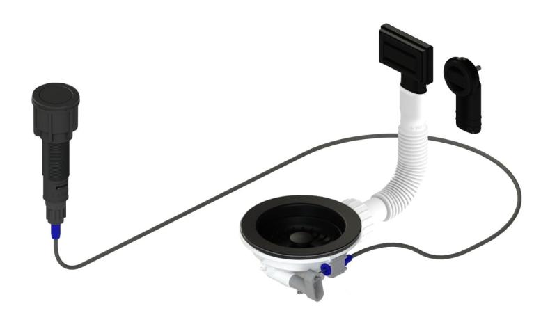 Ensemble d'évacuation Granitemy Noir comprenant un bouton-poussoir avec bouchon, plus une trop-plein rectangulaire et rond 1208971746