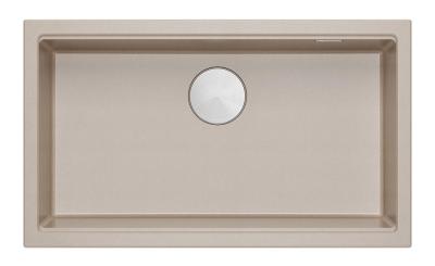 Quadri Newport II grand et profond évier en granit à poser et à encastrer Beige évier 76x45cm avec bouchon en acier inoxydable 1208971760