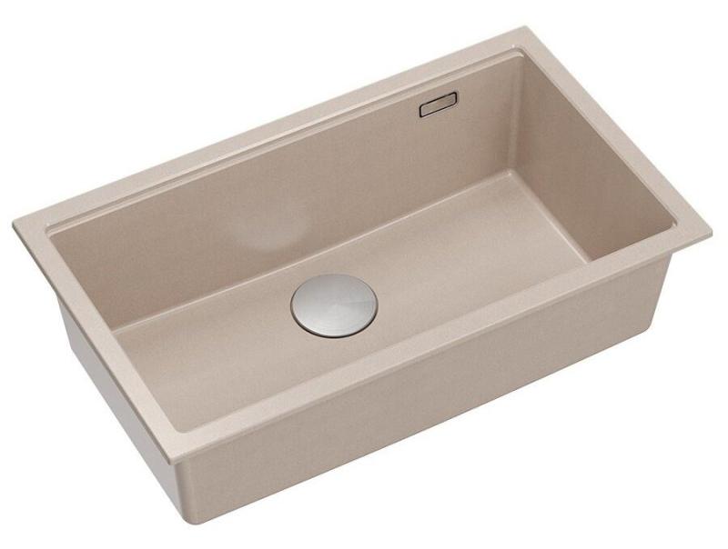 Quadri Newport II grand et profond évier en granit à poser et à encastrer Beige évier 76x45cm avec bouchon en acier inoxydable 1208971760