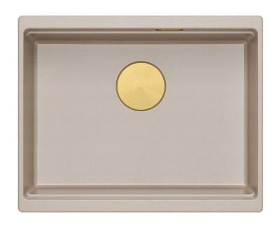 Quadri Newport II évier sous-plan en granit beige 560x450mm avec bouchon doré et chapeau de vidange 1208971765